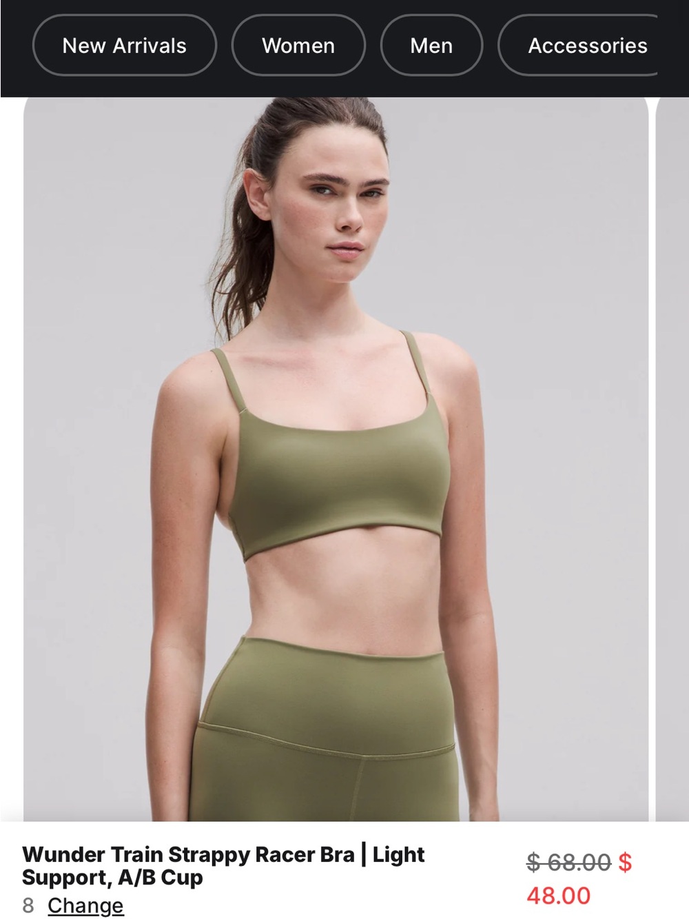 lululemon athletica Wunder Train Strappy Racer Bra — bay leaf